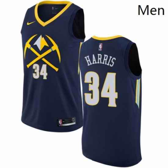 Mens Nike Denver Nuggets 34 Devin Harris Authentic Navy Blue NBA Jersey City Edition